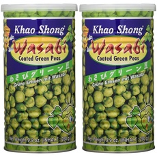 Khao Shong Grüne Erbsen mit Wasabi, knackige Erbsen im scharfen Teigmantel, fettärmere Alternative zu Nüssen, mittlere Schärfe, 1 x 280 g Dose (Packung mit 2)