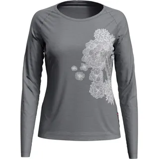 Odlo Damen Crew Neck Concord Sweatshirt, Grey Melange-Flower Circle Print SS20, x_s