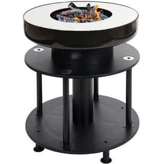 MCW Feuerschale mit Grill MCW-K95, Feuerstelle Grill BBQ, Grillplatte Ablagefläche, Stahl Edelstahl Emaille Ø 56cm schwarz