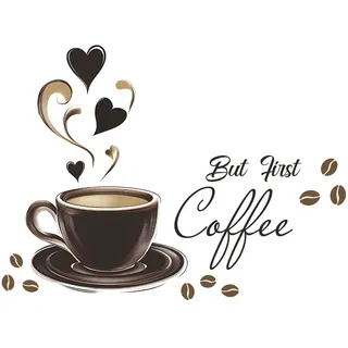 duoyif Wandtattoo Kaffee, Wandsticker Kaffeetasse Wandbild, Wandaufkleber Kaffee Tassen, Coffee Wandsticker Für Küche Cafe Esszimmer Büro Deko Kaffeestube Wandkunst (d)