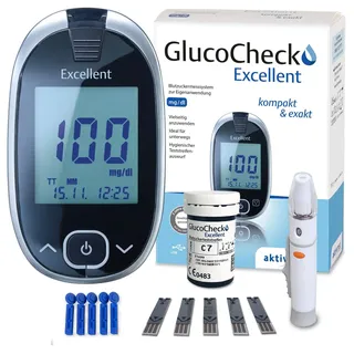 GlucoCheck Excellent Messgeräte-Set (mg/dl) zur Blutzuckerkontrolle Gerät 1 mg