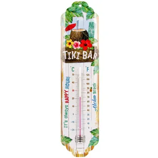 Nostalgic-Art Retro Thermometer, 7 x 28 cm, Tiki Bar – Geschenk-Idee als Bar-Zubehör, aus Metall, Vintage Design