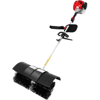 52CC Kehrmaschine Benzin, 2-Takt 2,3 PS Handheld Schneefräse mit Schutzbrille und Schultergurt, 1.7KW Benzin Besen für Kunstrasenflächen, Straßen, Bauernhöfen