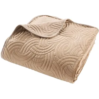 Douceur d'intérieur Tagesdecke, gesteppt (220 x 240 cm) und 2 Kissenbezüge (60 x 60 cm), Leinen, einfarbiger Samt