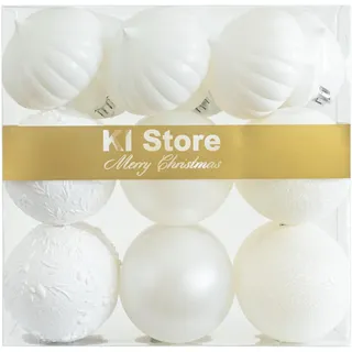 Busybee weihnachtskugeln 18 Stücke 8CM Ornamente für Weihnachtsbaum Weiß Christbaumkugeln Weihnachtsdekoration Kugeln Kunststoff Plastik