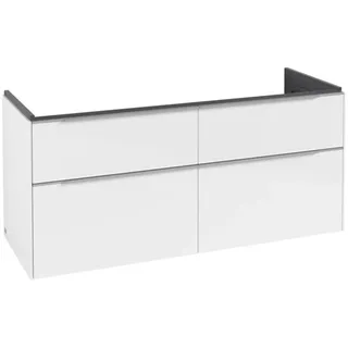 Villeroy & Boch Subway 3.0 Waschbeckenunterschrank, 4 Auszüge, 1272x576x478mm, C56800VE, Farbe: Front/Korpus: Brilliant White, Griff: Aluminium glänzend