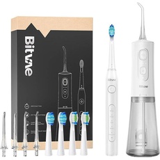 Bitvae, Elektrische Zahnbürste, Sonic toothbrush with tips set and water flosser D2+C2 (white)