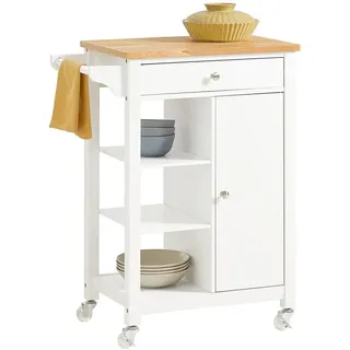 SoBuy Küchenwagen Weiß Holzwerkstoff, 68x86x40 cm Esszimmer, Servierwagen
