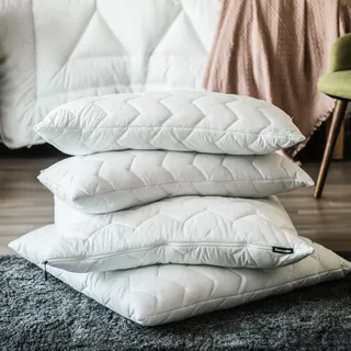 Dunlopillo Baumwollkissen »Life 40x80 oder 80x80 cm, Dunlofill® Vital High-Tech-Faserbällchen« Füllung: Polyester 1 Stk. tlg. Aqua-Clean-Gewebe, allergikerfreundlich, pflegeleicht, weiß