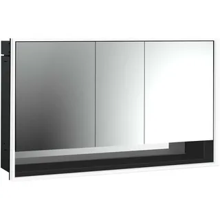 emco loft Lichtspiegelschrank mit Unterfach, 1400mm, 3 Türen, Unterputzmodell, 979813525, Farbe: schwarz/spiegel