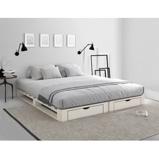 OTTO home Palettenbett »"ALASCO " BESTSELLER! Mit Schublade« zertifiziertes Massivholz, erweiterbar zum Doppel- oder Familienbett, weiß