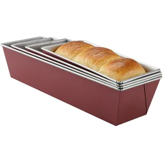 WakiHong 4 Stück Brotbackform Kasten 20/25/30/35 CM Toastbrot-Backform Brotbackformen Backform Kastenform,Karbonstahl,für Kuchen,Toastbrot,Käsekuchen,Brownie,Kastenform,Wärmeverteilung,rot
