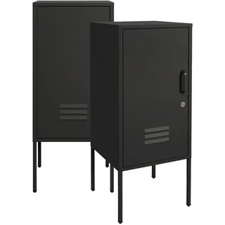 [en.casa] Nachttisch, Hausjärvi 2er Set Schwarz