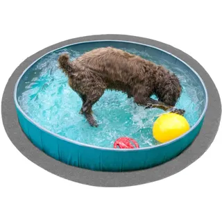 andiamo Kunstrasen Field, grün, strapazierfähiger Rasenteppich mit Drainage-Noppen, grau, rund 195 cm