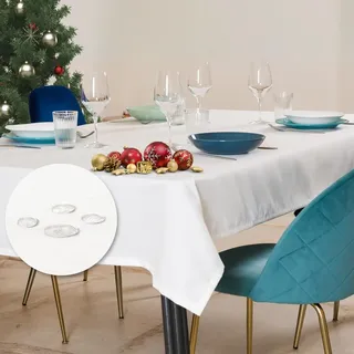 Tischdecke Outdoor Abwaschbar 140x180 Weiß Gartentischdecke Tischdecken Wetterfest Wachstuchtischdecke Table Cloth Made in Italy für Den Außenbereich Tischtuch