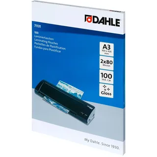 DAHLE Laminierfolien A3 80 Micron 100 Stück - Hochwertiger Schutz für wichtige Unterlagen und Fotos, Glänzend