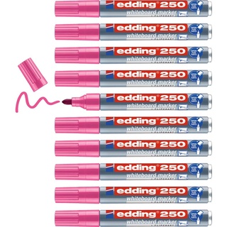 edding 250 Whiteboardmarker - pink - 10 Whiteboard Stifte - Rundspitze 1,5-3 mm - Boardmarker abwischbar - für Whiteboard, Flipchart, Magnettafel, Pinnwand, Memoboard - Sketchnotes