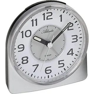 Atlanta 1996/19 Wecker Quarz analog silbern leise ohne Ticken mit Licht Snooze - Silber