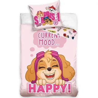 PAW Patrol Bettbezug Happy Mood  - 140 x 200 cm - Baumwolle - roze - Rosa