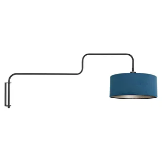 Steinhauer - wandleuchte - Bloeba - blau schwarz - metall veloursstoff - Ø 40cm - E27 - 4180ZW - Blau, Schwarz