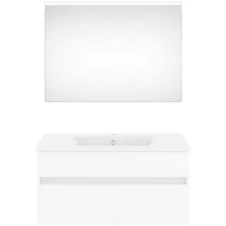 Puris Badezimmer , Weiß Hochglanz , Holzwerkstoff , 2 Schubladen , 92 cm , Goldenes M, Made in Germany, Dgm , hängend , Badezimmer, Badmöbelsets & Badmöbelserien, Badmöbel-Sets