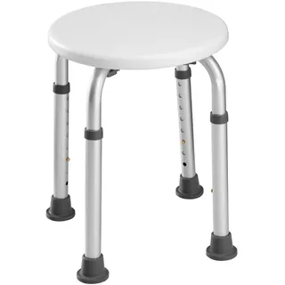 tectake Duschhocker aus Aluminium, 31 x 36 - 54 cm, weiß , Weiß , Metall , 31x54x31 cm , Badezimmer, Badezimmerausstattung, Badhocker & Duschhocker