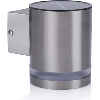 smartwares Außenwandleuchte Edelstahl 12,7 cm Solar inkl. Dämmerungssensor Silber