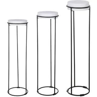 GILDE 3er Set Deko-Säule Leila aus Eisen - pulverbeschichtet - weiß - Höhe 101cm x ⌀ 27cm - Blumensäule