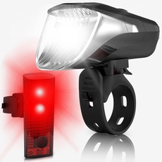Velmia LED Fahrradlichter Set StVZO zugelassen mit USB Akku-Betrieb und 8,5h Leuchtdauer I regenfest und aufladbar Licht, Fahrrad Zubehör, vorne + rücklicht