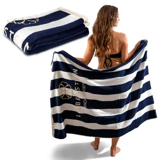 Liebenstein® Premium Strandtuch Beach Society – 100x180 cm – softig weiches Strandhandtuch mit stylischem Muster - aus 100% feinster Baumwolle in Portugal gefertigt
