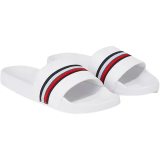 Tommy Hilfiger Damen Badeschuhe Global Stripes Slide Badelatschen, Weiß (White), 38