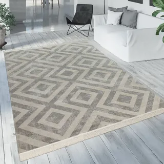 Paco Home Poco 821 Outdoor-Teppich 60 x 100 cm Grau/Weiß