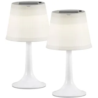 Konstsmide 2er-Set Solar High Power LED-Tischlampe ASSISI, IP44, weiß, Höhe 36 cm; 7109-202