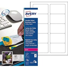 Visitenkarten Avery 85x54mm 220gr White 25 Blatt 10 Karten pro Blatt