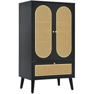 Urban Meuble Highboard Schwarz 60/40/110 cm , Holzwerkstoff , Rechteckig , 60x110.5x40 cm , Kleinmöbel, Kommoden, Highboards