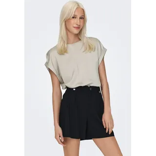 ONLY Kurzarmshirt "ONLLIEKE S/S SATIN MIX TOP WVN NOOS" regular fit, Web, Polyester, Rundhals, unifarben, dove