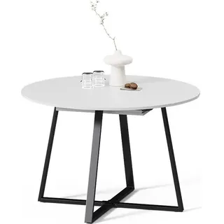 Livinity Esstisch Firenze, 120 x 120 cm ausziehbar, Weiß/Schwarz/Schwarz - Weiß, Schwarz