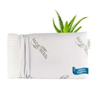 MaxxGoods orthopädisches Nackenstützkissen aus Visco Gelschaum & Aloe Vera Bezug - Kopfkissen, Schlafkissen für HWS Unterstützung & Nackenschmerzen - für Seitenschläfer & Bauchschläfer (70x42x13,5cm)