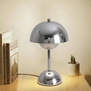 Silver Nachttischlampe Home Decorate Pilz Lampe,3-Wege Dimmbare LED Tischlampe mit Touch,flowerpot lampe,Arbeits-und Studie Schreibtischlampe für Schlafzimmer,Café,Büro, (G45 Bulb,3000K,Warmes Licht)