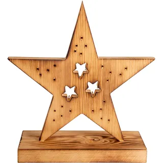 NÄVE LED-Holzstern 29 cm beige