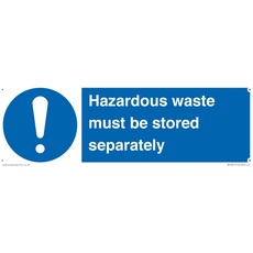 Hinweisschild "Hazardous Waste Must Be Stored Separatly", 300 x 100 mm, L31