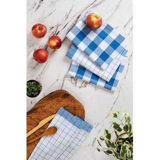 Foutastic Hochwertiges Küchenhandtuch-Set (4-teilig), Blau, 45 x 65 cm | 85% Baumwolle / 15% Polyester, Maschinenwaschbar bei 30–40 °C | Weich und saugfähig