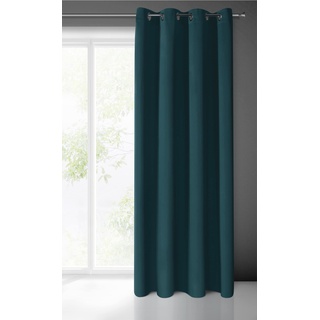 Eurofirany Logan Vorhang Blickdicht, Blackout, Satin Verdunkelungsvorhang mit Ösen-1 STK. Ösenvorhang, Elegant, Glatt, Einfarbig, Wohnzimmer, Schlafzimmer, Petrol, 135x250 cm