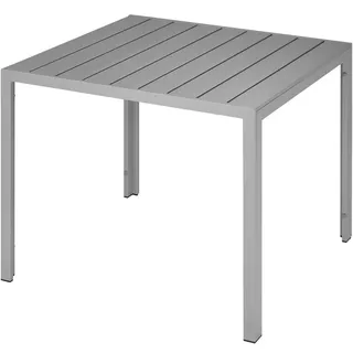 tectake Gartentisch Maren, 90 x 90 x 74,5 cm, silber , Silberfarben , Metall , Baum/Pflanze/Natur , Quadratisch , 90x74.5x90 cm , Gartenmöbel, Gartentische