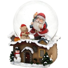 Dekohelden24 Schneekugel mit Weihnachtsmann, Maße L/B/H: 7 x 7 x 9 cm Kugel 6,5 cm. 501473-Teddy Teddy