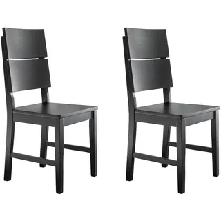 Woodroom Kota 2er Stuhl-Set – Massivholz Hevea, schwarz lackiert & pflegeleicht, Moderne Küchen- & Esszimmerstühle im schlichten Design