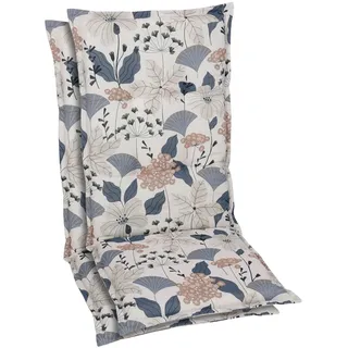 GO-DE Hochlehnerauflage 120 x 50 x 6 cm blau/Beige floral 2-tlg.