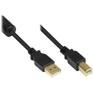 Good Connections GC-M0079 PREMIUM Anschluss/Druckerkabel USB 2.0 Stecker A auf Stecker B, 0,5m schwarz