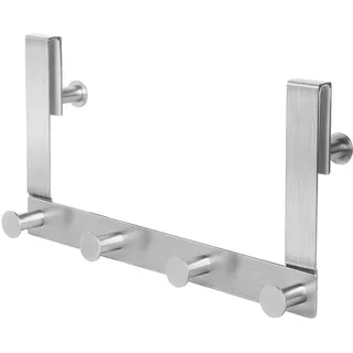 JSVER Haken für Duschwand Duschhaken ohne Bohren mit 6 Haken Edelstahl Handtuchhalter mit Gummi Schutz Glasduschwand Haken Duschabzieher Halterung für Glasstärken von 10-12 mm