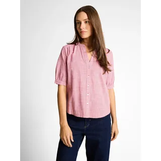 Klassische Bluse TOM TAILOR "Regular", Damen, Gr. 40, rosa (cozy pink), Web, Obermaterial: 100% Baumwolle, gemustert, regular fit normal, V-Ausschnitt, Blusen Klassische Bluse, mit Muster